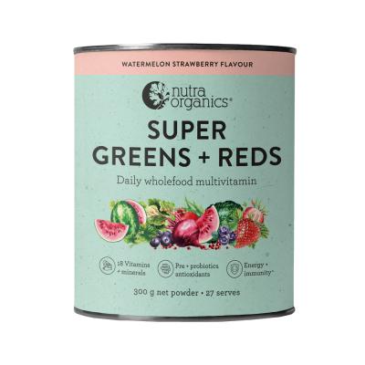 Nutra Organics Super Greens + Reds Watermelon Strawberry 300g